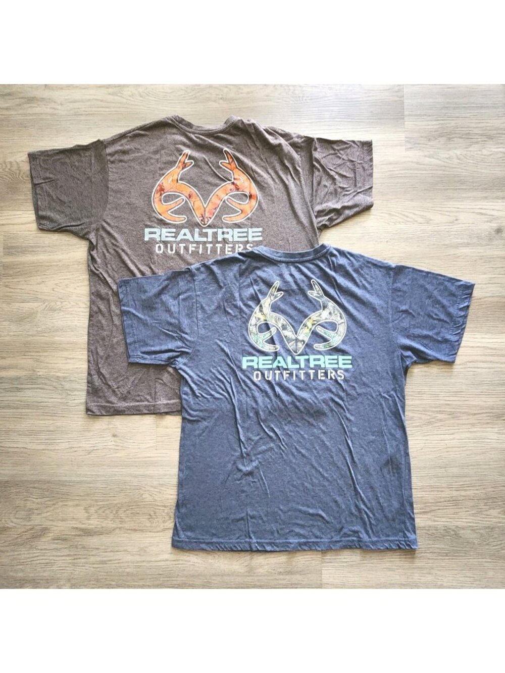 Realtree T-Shirt Lot of 2 Men's Large Real Tree Outdoor Tee Logo Short Sleeve